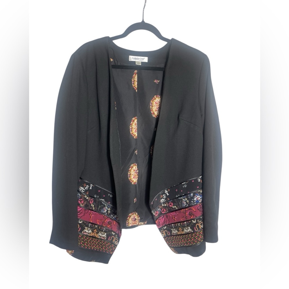 Coldwater Creek jacket size large‎ black & pink patchwork jacket blazer ❤️🖤